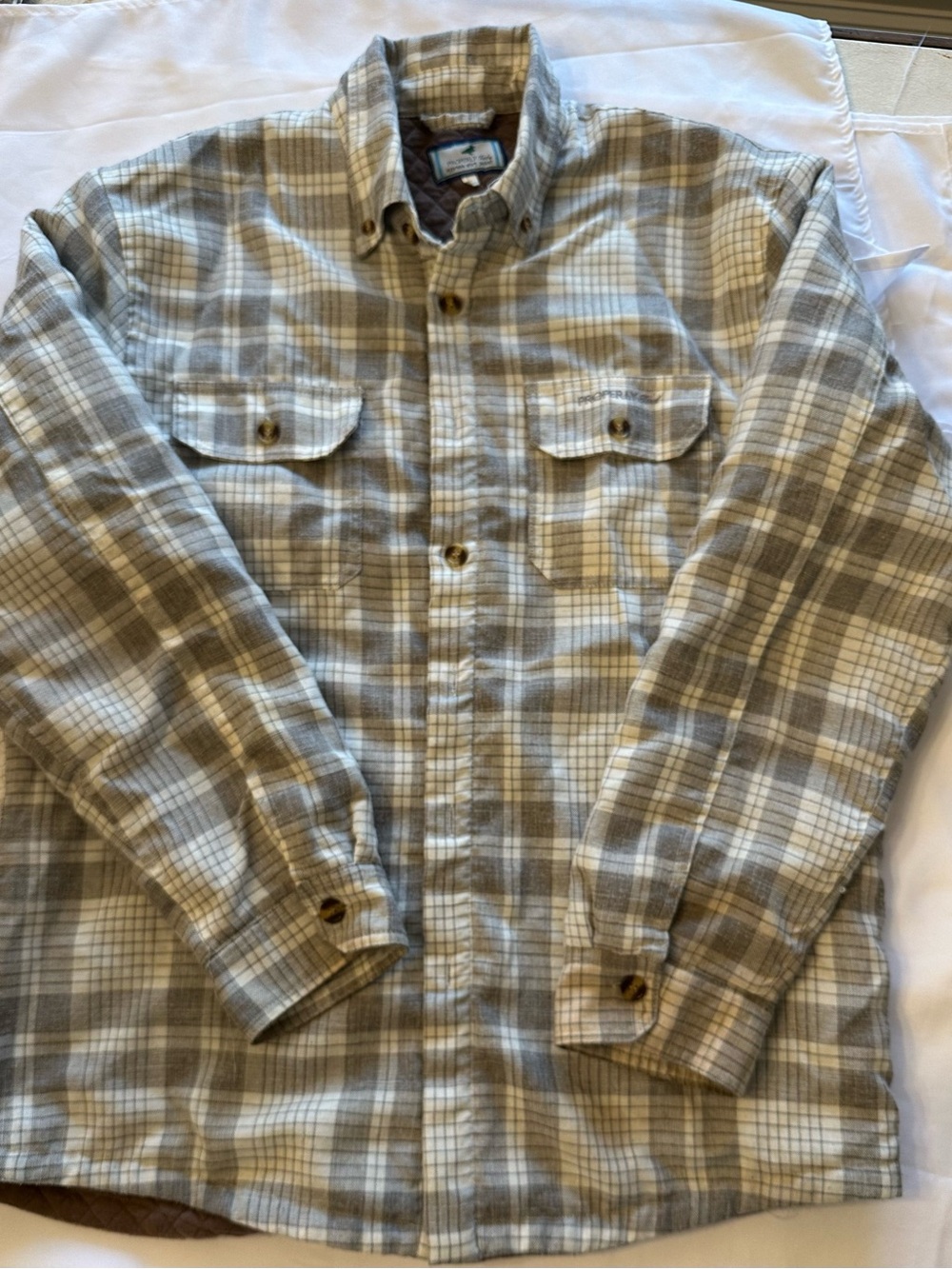 Men's Lightweight Plaid Shirt Jacket - Beige Gray
